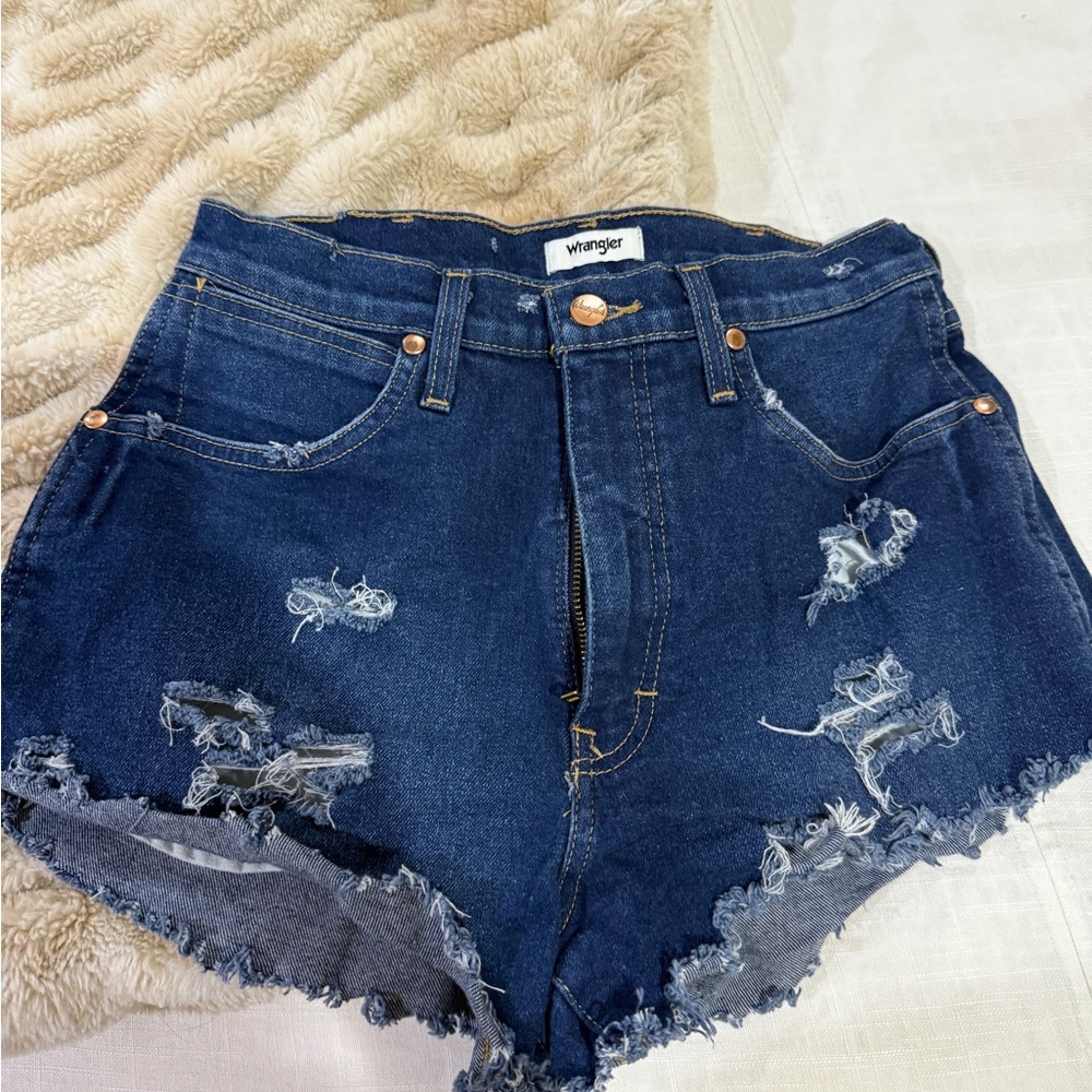 Wrangler Women's Ripped Jean Shorts - Dark Blue
